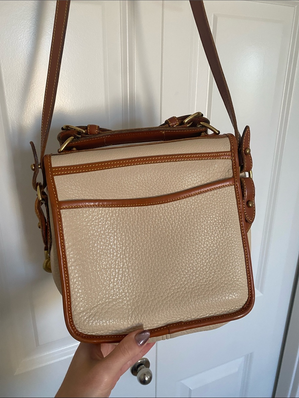 Dooney & Bourke Cream and Brown Leather Crossbody - Picture 4 of 7